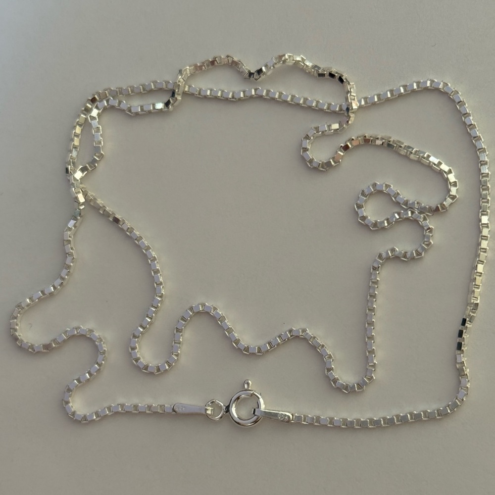 925 Silver 19.75” 1mm necklace box chain unisex